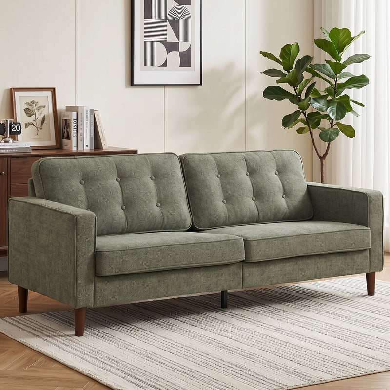 3 Seater Sofa with Spacious Velvet Seating for Comfortable Family Evenings Green