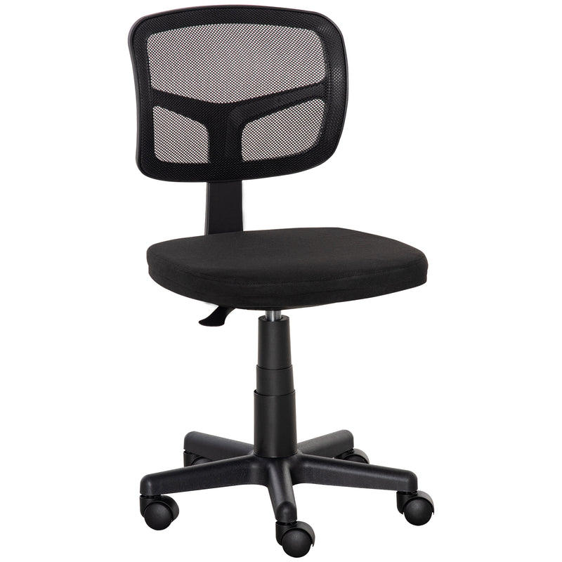 Ergonomic Swivel Mesh Office Chair Without Arms Height Adjustable With Wheels, Black