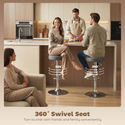 Adjustable Backless Bar Stools Pair for Kitchen Island Space Saving Easy Clean Grey Homcom
