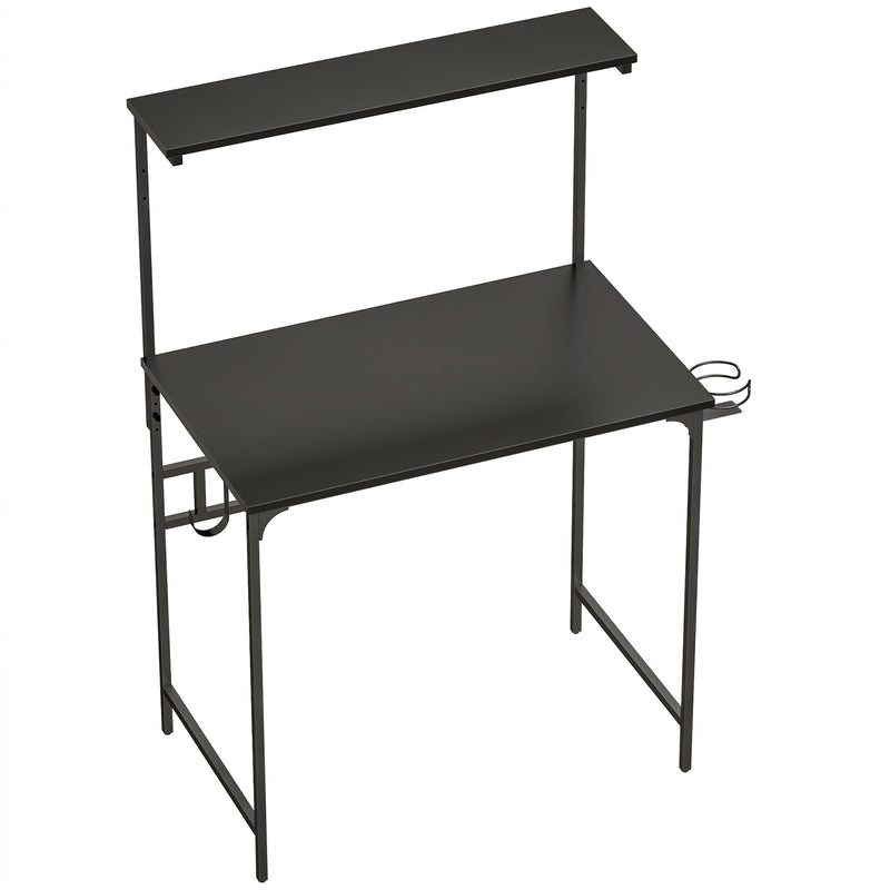 Computer Desk with Shelves and Cup Holder for Small Spaces Black AOSOM