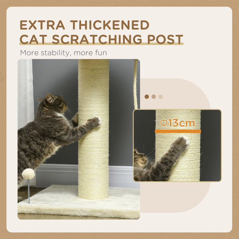 Cat Tree Tower with Sisal Scratching Post and Rest Platforms for Indoor Cats Cream