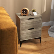 Set of Two Wooden Bedside Tables with Storage for Bedroom or Guest Room, Oak Colour