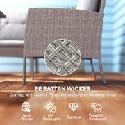 Grey 5 Seater Rattan Garden Furniture Set With Cushions and Glass Table by Outsunny