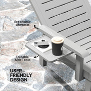 Set of 2 Light Grey Reclining Sun Loungers with Foldable Table for Garden by Outsunny