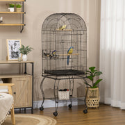 Large Bird Cage with Feeding Stand and Wheels for Easy Mobility 153cm, Grey