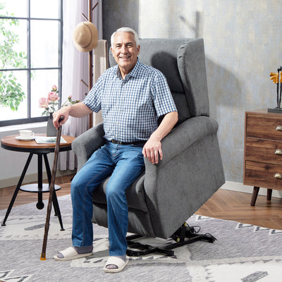Electric Power Lift Recliner Chair for Elderly with Remote and Footrest for Living Room Charcoal Grey
