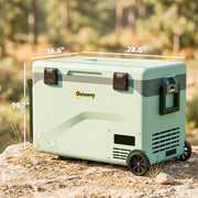 Camping Fridge with Wheels and Bluetooth Control for Fresh Food and Drinks 42.5L Green AOSOM