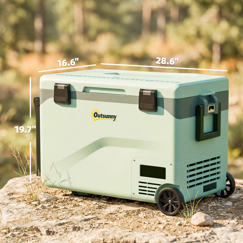 Camping Fridge with Wheels and Bluetooth Control for Fresh Food and Drinks 42.5L Green AOSOM