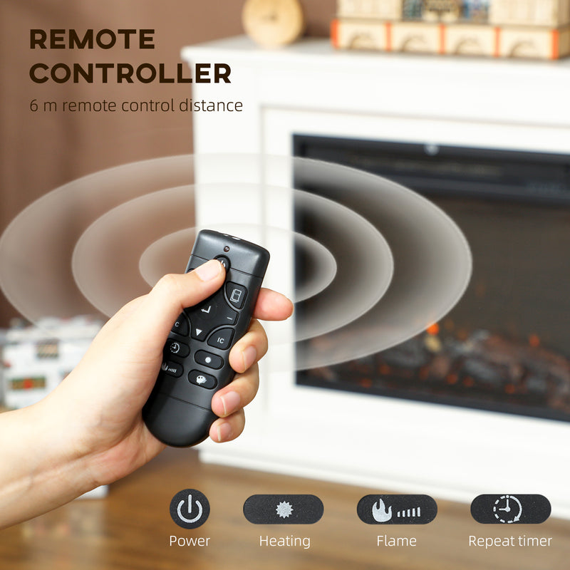 Electric Fireplace with Remote Control for Instant Warmth and Cosy Living Room Ambience White