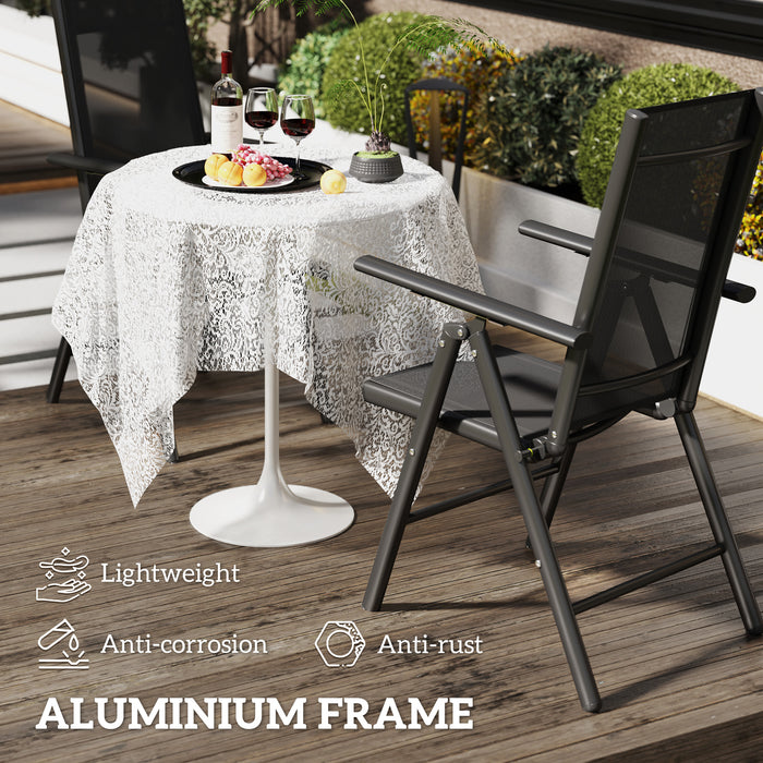 Set of 2 Folding Aluminium Camping Chairs with Breathable Mesh Back and Armrests by Outsunny