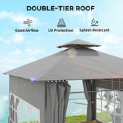 Light Grey 3 x 3 m Garden Gazebo with Double Roof and Removable Sidewalls by Outsunny