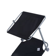 Black Foldable Sun Lounger Set With Adjustable Backrest And Sun Shade For Garden Patio