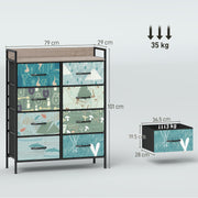 8 Drawer Chest of Drawers with Spacious Storage for Bedroom or Living Room Blue