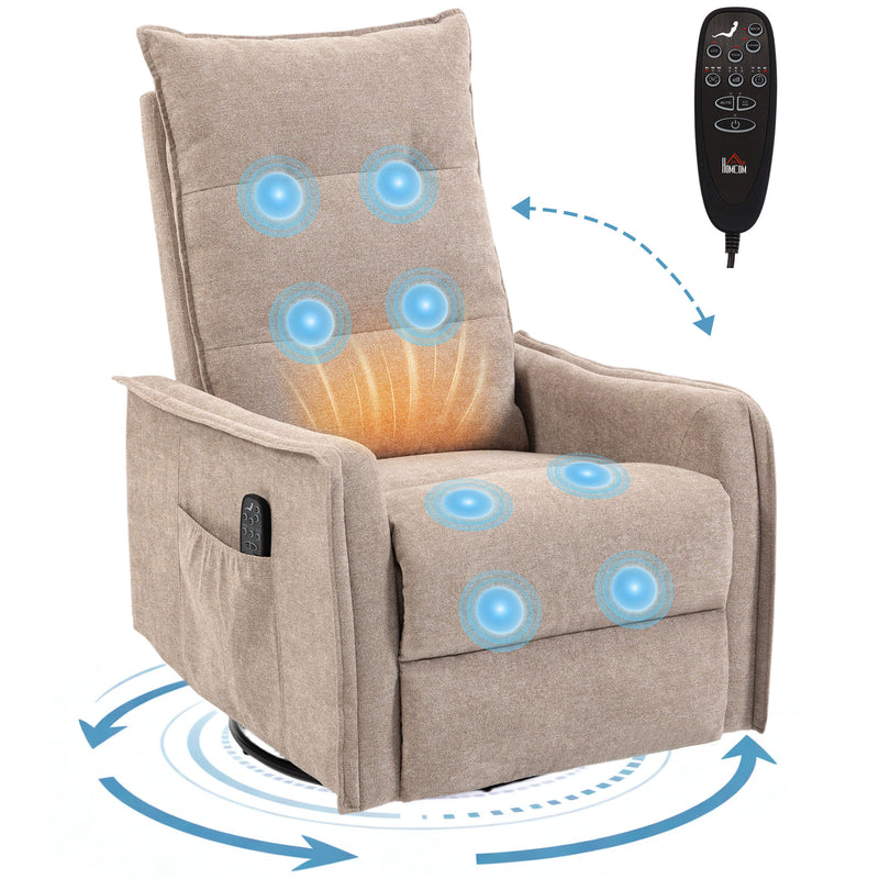 Massage Recliner Chair with Heat and Swivel for Relaxing Evenings Brown