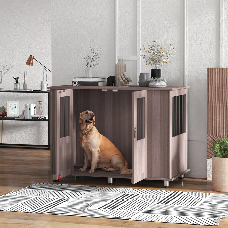 Dog Crate Table for Medium and Large Dogs with Magnetic Door Indoor Use 116 x 60 x 87 cm Purple by PawHut