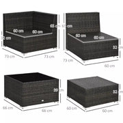 8pc Brown Rattan Corner Sofa Set with Table & Cushions Outsunny