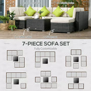 8pc Brown Rattan Corner Sofa Set with Table & Cushions Outsunny