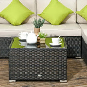 8pc Brown Rattan Corner Sofa Set with Table & Cushions Outsunny