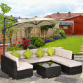 8pc Brown Rattan Corner Sofa Set with Table & Cushions Outsunny