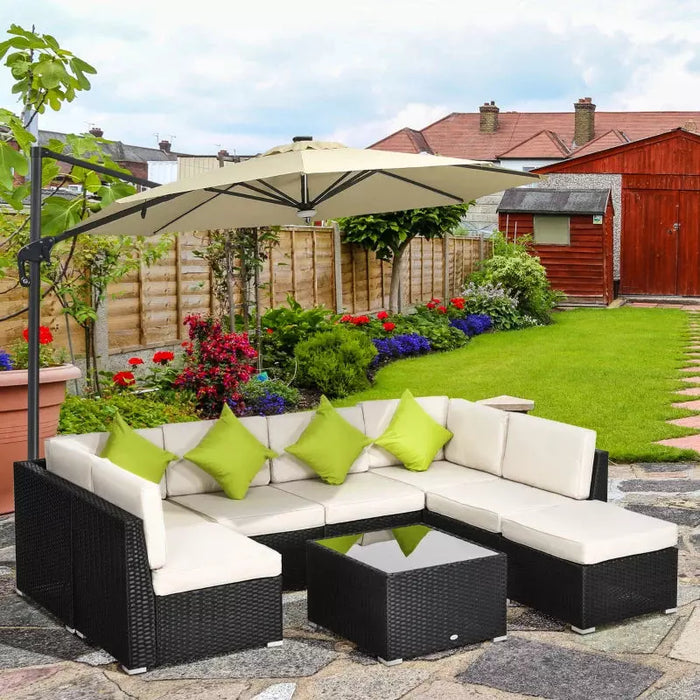 Black Rattan Corner Sofa With Coffee Table