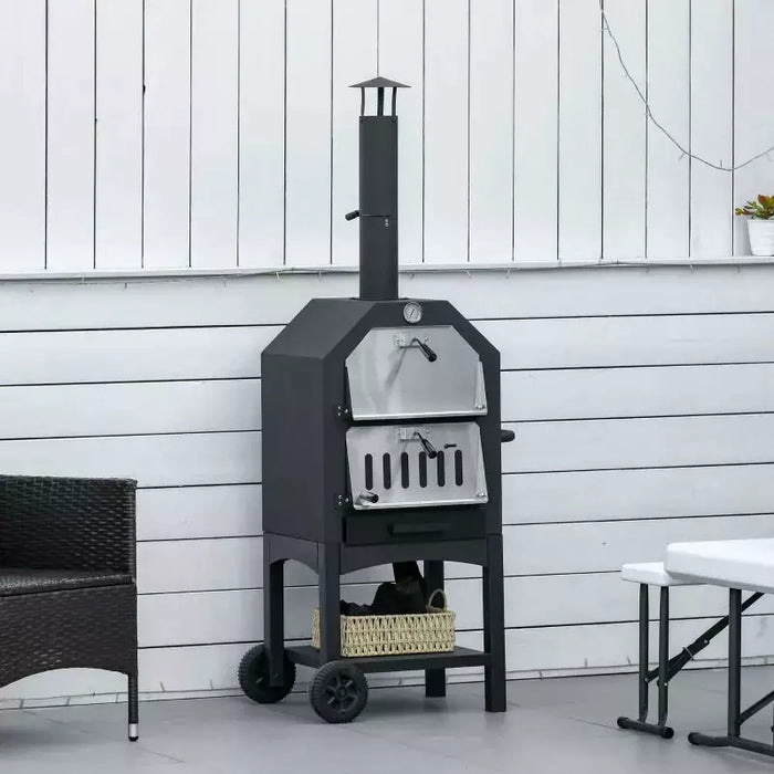 Garden Pizza Oven and Charcoal BBQ Grill Trolley