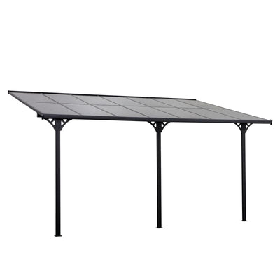 Wall Mounted Gazebo Pergola, Polycarbonate Roof, 4x3m Outsunny
