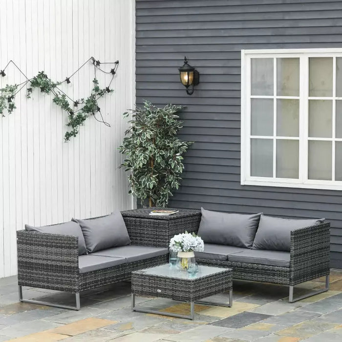 Modern 3 Piece Outdoor Rattan Set - Sofa, Love Seat, Table