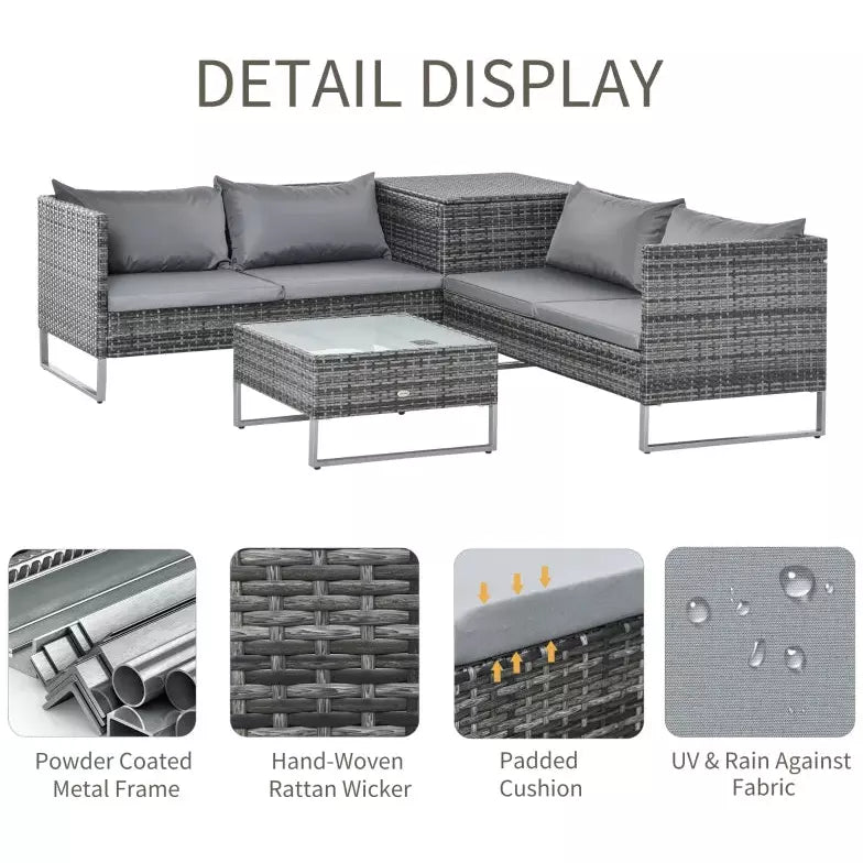Modern 3 Piece Outdoor Rattan Set - Sofa, Love Seat, Table