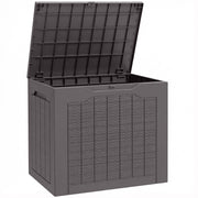 Outdoor Garden Storage Box with Lid  Water Resistant Lockable Plastic Deck Box Storage Container for Cushions, Wellies, Logs, Coal & Garden Tools (93L)