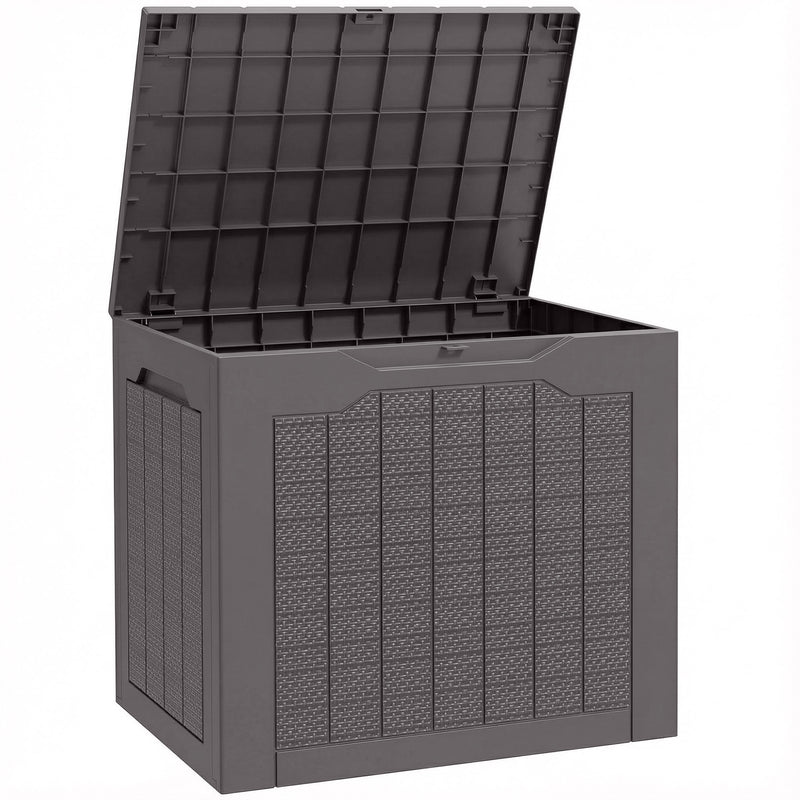 Outdoor Garden Storage Box with Lid  Water Resistant Lockable Plastic Deck Box Storage Container for Cushions, Wellies, Logs, Coal & Garden Tools (93L)