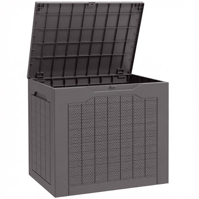 Outdoor Garden Storage Box with Lid  Water Resistant Lockable Plastic Deck Box Storage Container for Cushions, Wellies, Logs, Coal & Garden Tools (93L)