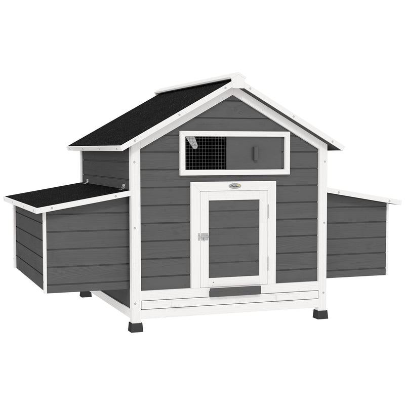Outdoor Wooden Chicken Coop for 2 to 4 Chickens with Easy-Clean Trays and Nesting Boxes Grey
