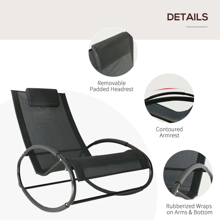 Outdoor Zero Gravity Rocking Chair Black