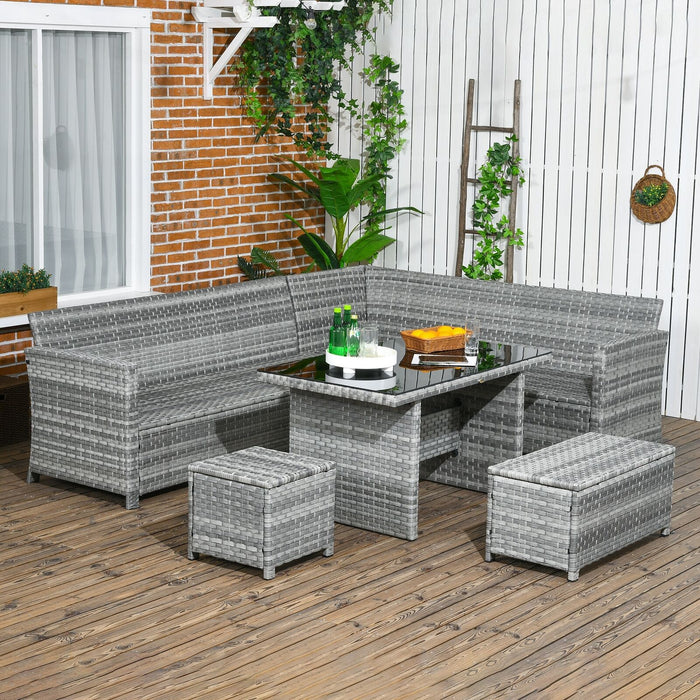 Image of an Outsunny 9 Seater Rattan Garden Sofa Set, Mixed Grey