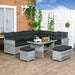 Image of an Outsunny 9 Seater Rattan Garden Sofa Set, Mixed Grey