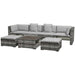 Image of an Outsunny Outdoor Rattan Sofa With Coffee Table, Footstools, Side Tables, Mixed Grey