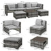 Image of an Outsunny Outdoor Rattan Sofa With Coffee Table, Footstools, Side Tables, Mixed Grey