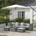 Image of an Outsunny Outdoor Rattan Sofa With Coffee Table, Footstools, Side Tables, Mixed Grey