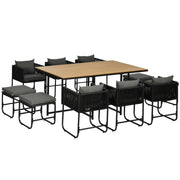 Image of an Outsunny 10 Seat Outdoor Dining Set, Space-Saving Design, Black