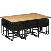 Image of an Outsunny 10 Seat Outdoor Dining Set, Space-Saving Design, Black