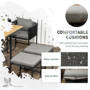 Image of an Outsunny 10 Seat Outdoor Dining Set, Space-Saving Design, Black