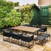 Image of an Outsunny 10 Seat Outdoor Dining Set, Space-Saving Design, Black