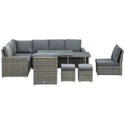 Image of an Outsunny 10 Seater Rattan Garden Furniture Set, Grey