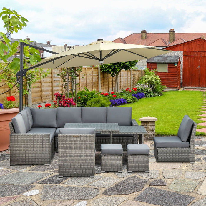 Image of an Outsunny 10 Seater Rattan Garden Furniture Set, Grey