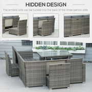 Image of an Outsunny 10 Seater Rattan Garden Furniture Set, Grey