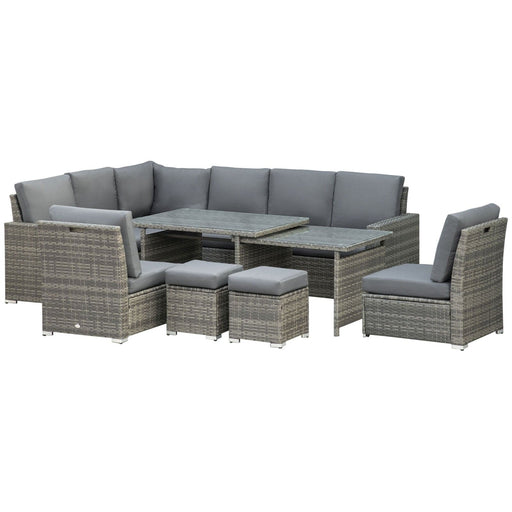 Image of an Outsunny 10 Seater Rattan Garden Furniture Set, Grey 