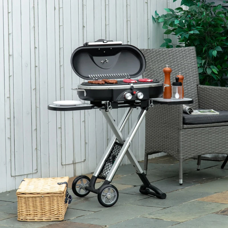 Image of a 2 Burner Folding Gas BBQ Trolley