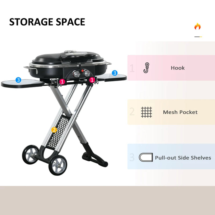 Image of a 2 Burner Folding Gas BBQ Trolley