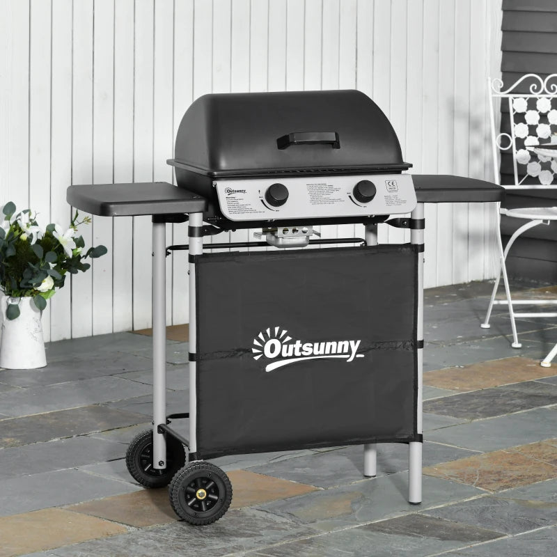 Image of a 2 Burner Gas BBQ Grill Trolley