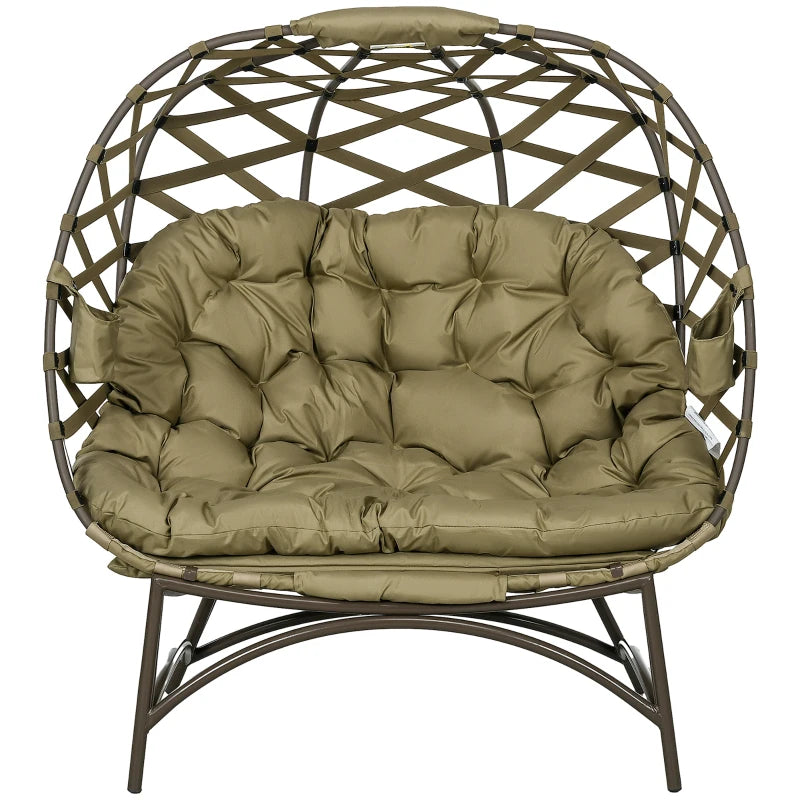 Image of a 2 Seat Egg Chair With Legs, Khaki
